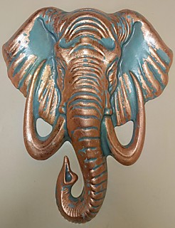 Панно "Слон: Медь и Бирюзовая Патина"